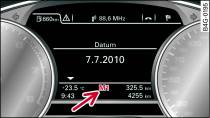 Display: Manual gear selection (tiptronic mode)